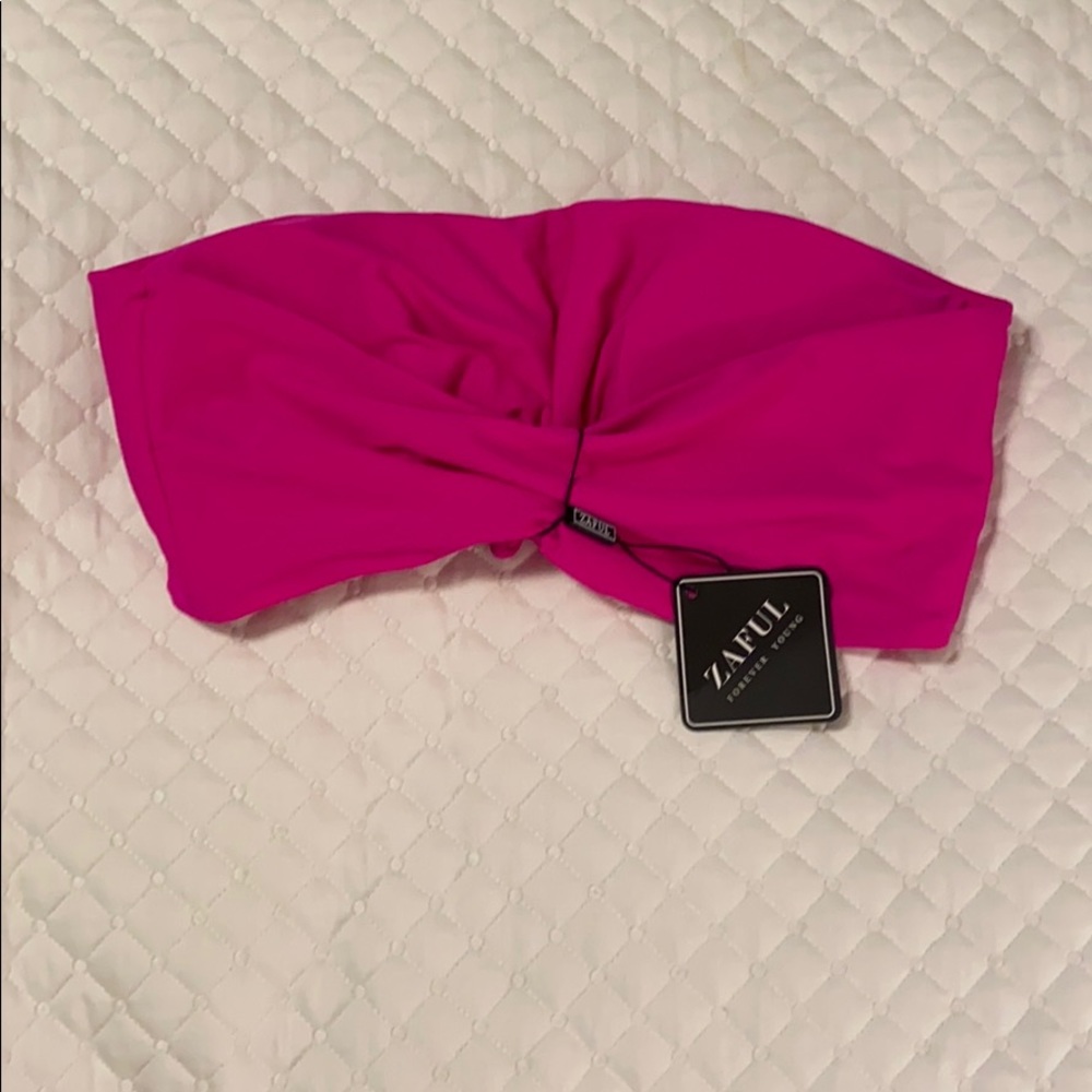Zaful swimsuit top Hot Pink NWT size L IS